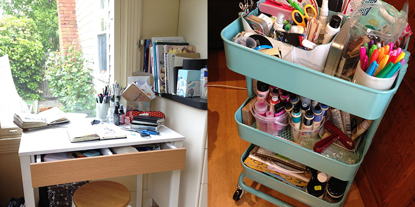 My space and my art trolley after a tidy up