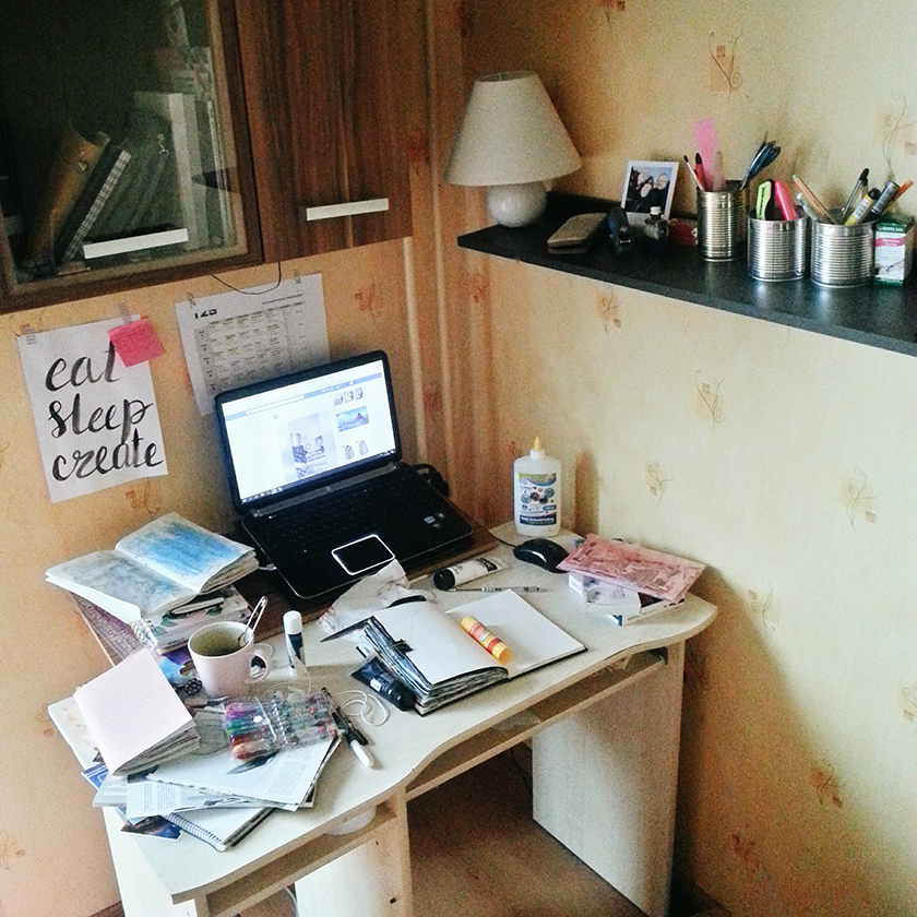 Sasha's messy spaces - her desk and floor