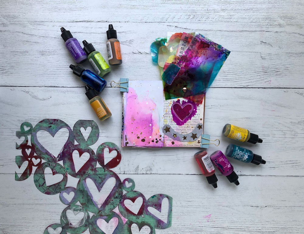 Living wholehearted lives: use alcohol inks to create organic layers of universal wholehearted traits